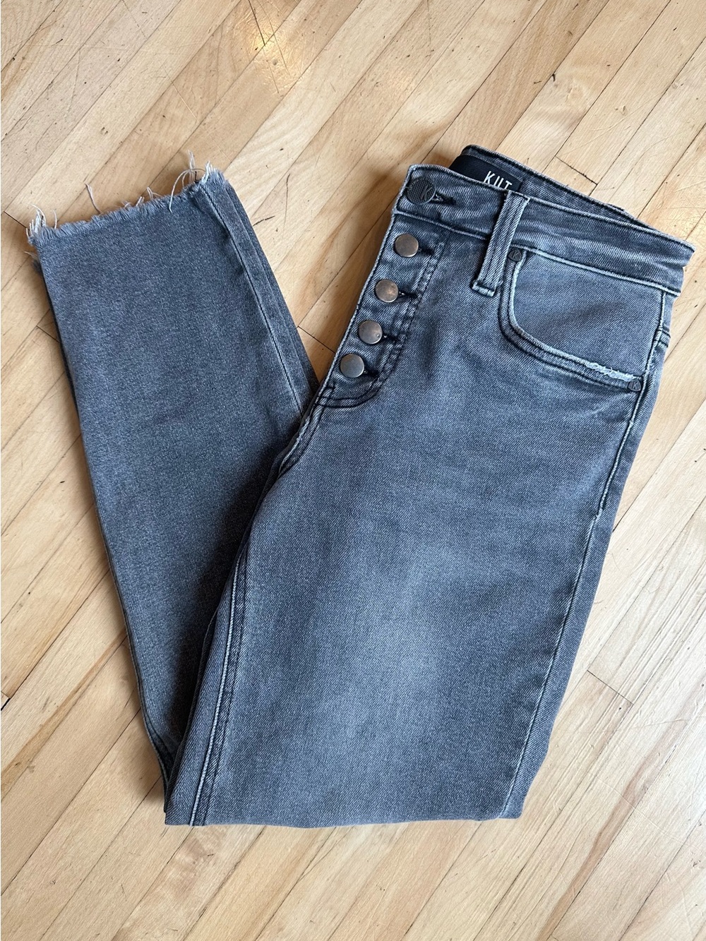 KUT from the Kloth High-Rise Button-Fly Women’s Skinny Jeans - Gray